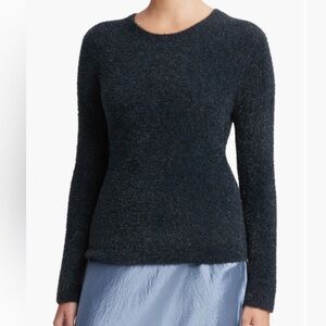 Vince Eyelash‎ Fuzzy Lurex Metallic Sweater Obsidian Black M